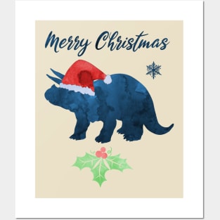 Christmas Dinosaur Art - Triceratops Posters and Art